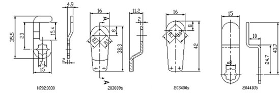 Cam locks 203009S drawing