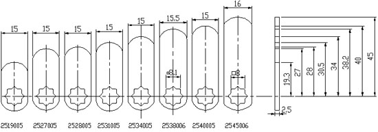 Cam locks 2519005 drawing