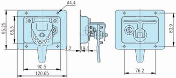 Key-locking folding T handle lock_50012L_DW