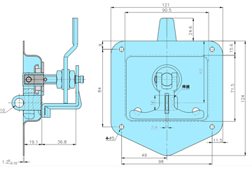 Folding t handle locks 50049 drawing