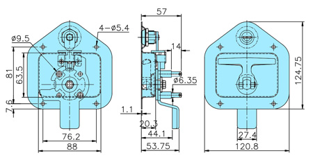 Key-locking folding T handle lock_50010 drawing