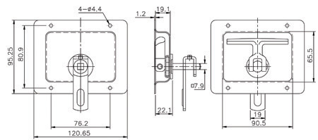 Folding t handle locks 50025 drawing