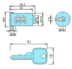 Furniture locks 23024R drawing