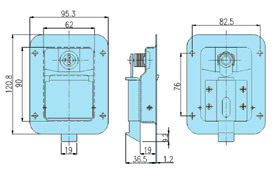 Paddle handle locks 50027 drawing