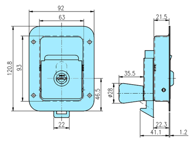 Junior size flush paddle lock_50116B drawing