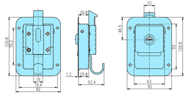 Key-locking paddle handle_50409_drawing