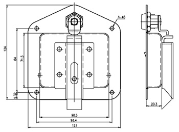 Paddle handle locks 50632 drawing