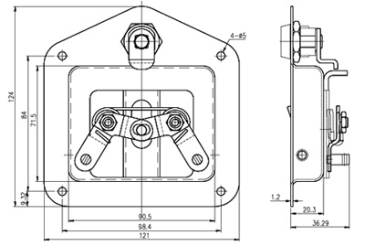 Paddle handle locks 50632 drawing