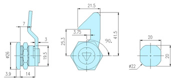 Quarter turn latches 70016 drawing