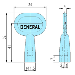 Quarter turn latches KEY02 drawing